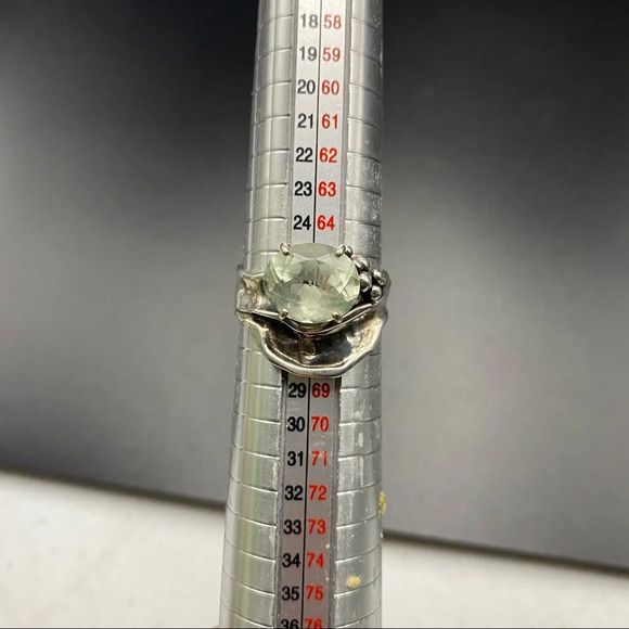 Sterling Silver Large Prasiolite Stone Statement Ring - Picture 13 of 16